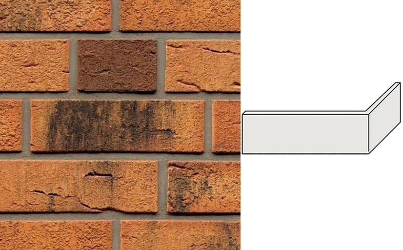 Клинкерная плитка угловая ручной формовки Feldhaus Klinker NF 9 W286 nolani viva rustico carbo 240*71*115*9 мм фото 1