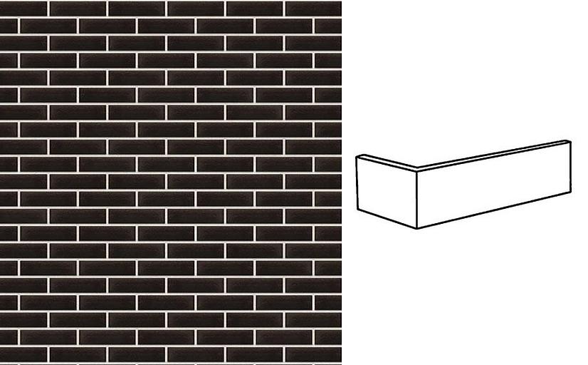 Клинкерная плитка угловая King Klinker Free Art 17 Onyx black, 250*65*120*10 мм фото 1
