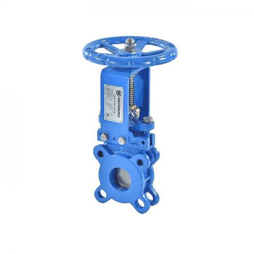 Задвижка шиберная двусторонняя чугун Ду 400 Ру7 межфл со штурвалом уплотнение: NBR Benarmo фото 1