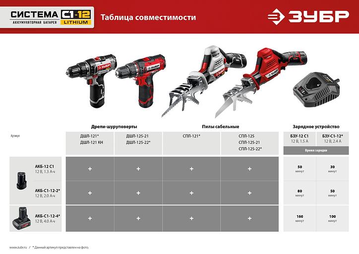ЗУБР С1-12, 12 В, 2.0 А·ч, аккумуляторная батарея (АКБ-С1-12-2) фото 10