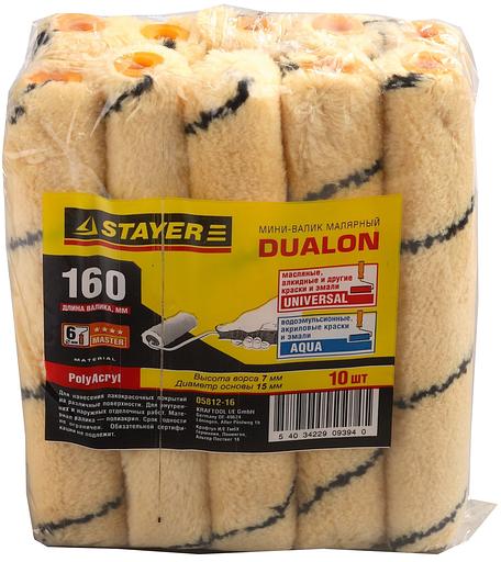 STAYER DUALON, 15 х 160 мм, бюгель 6 мм, ворс 7 мм, полиакрил, все виды ЛКМ, малярный ролик (05812-16) фото 2