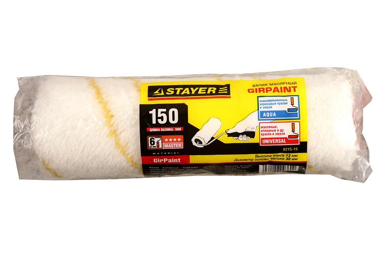 STAYER GIRPAINT, 30 х 150 мм, бюгель 6 мм, ворс 10 мм, полиакрил, все виды ЛКМ, малярный ролик (0215-15) фото 2