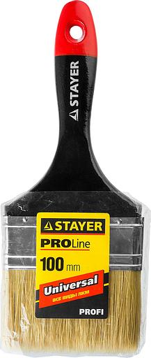 STAYER Universal, 100 мм, 4″, светлая, натуральная щетина, деревянная ручка, все виды ЛКМ, плоская кисть, Professional (0104-100) фото 3