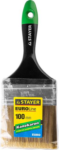 STAYER KANEKARON-EURO, 100 мм, 4″, искусственная щетина, деревянная ручка, для высокотекучих ЛКМ, плоская кисть (0106-100) фото 2