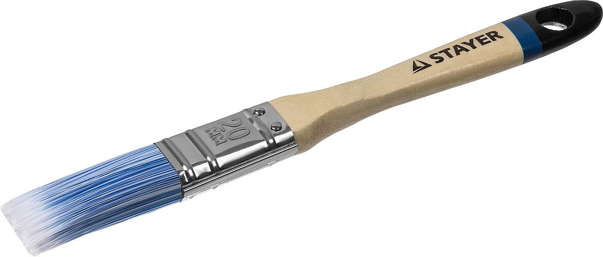 STAYER AQUA, 20 мм, 3/4″, искусственная щетина, деревянная ручка для воднодисперсионных и акриловых ЛКМ, плоская кисть (01062-020) фото 1