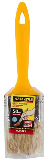 STAYER UNIVERSAL, 50 мм, 2″, светлая натуральная щетина, пластмассовая ручка, все виды ЛКМ, плоская кисть (0107-50) фото 3