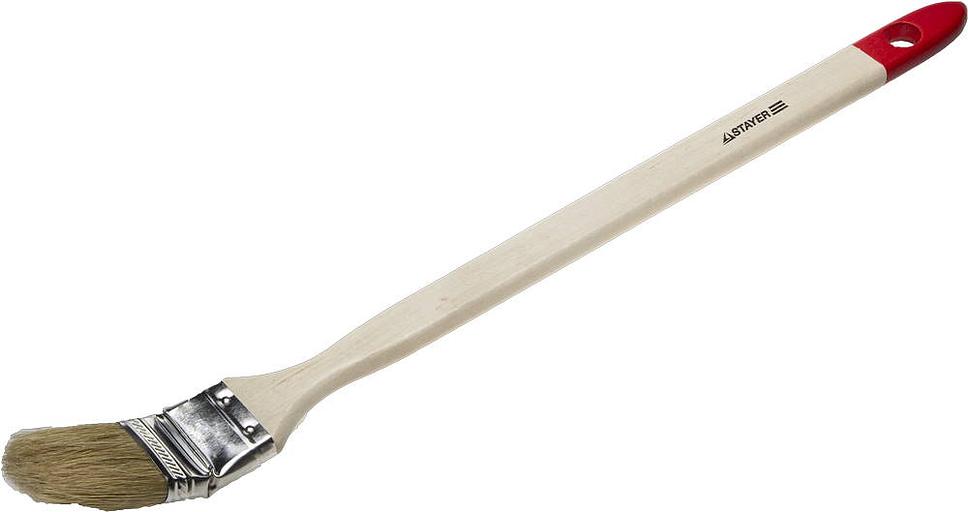 STAYER UNIVERSAL, 25 мм, 1″, светлая натуральная щетина, деревянная ручка, все виды ЛКМ, радиаторная кисть (0111-25) фото 1