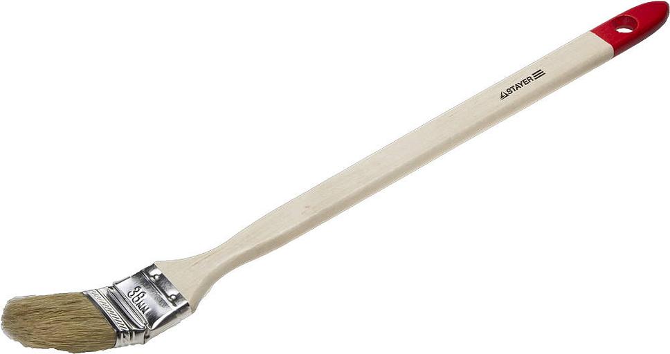 STAYER UNIVERSAL, 38 мм, 1.5″, светлая натуральная щетина, деревянная ручка, все виды ЛКМ, радиаторная кисть (0111-38) фото 1