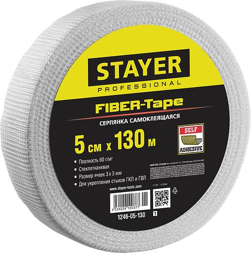 STAYER FIBER-Tape, 5 см х 130 м, 3 х 3 мм, самоклеящаяся серпянка, Professional (1246-05-130) фото 1