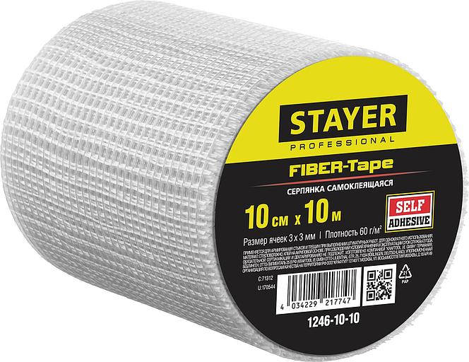 STAYER FIBER-Tape, 10 см х 10 м, 3 х 3 мм, самоклеящаяся серпянка, Professional (1246-10-10) фото 1