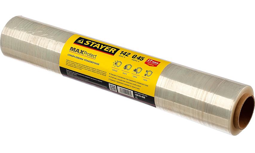 STAYER MaxProtect, 142 м х 450 мм, 17 мкм, УФ стойкая, ручная, упаковочная стрейч-пленка (12610-450) фото 1
