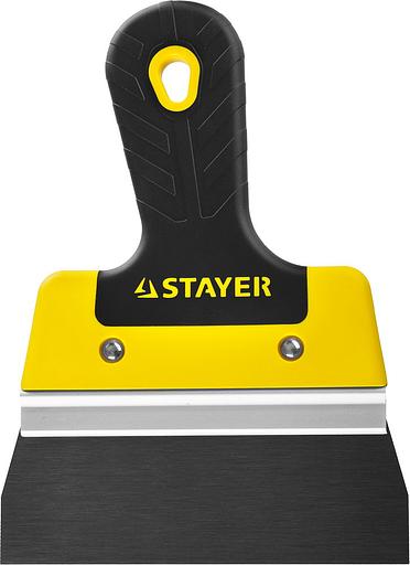 STAYER PROFlat, 150 мм, алюминиевая направляющая, двухкомпонентная ручка, анодированный фасадный шпатель (10045-15) фото 3