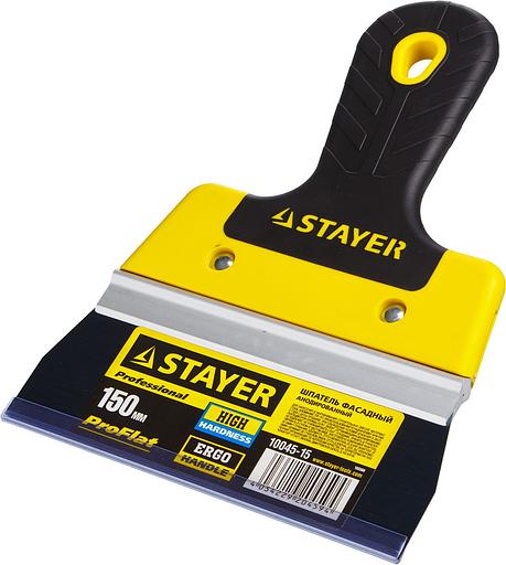 STAYER PROFlat, 150 мм, алюминиевая направляющая, двухкомпонентная ручка, анодированный фасадный шпатель (10045-15) фото 4