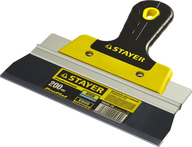 STAYER PROFlat, 200 мм, алюминиевая направляющая, двухкомпонентная ручка, анодированный фасадный шпатель (10045-20) фото 3