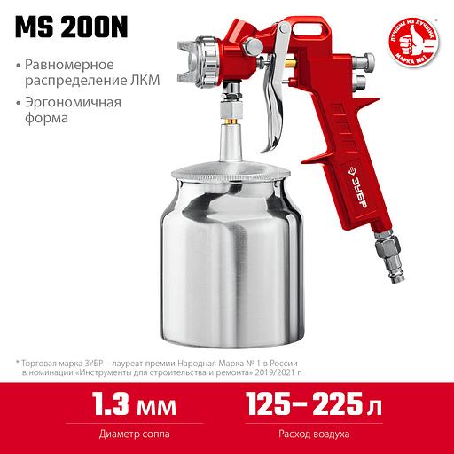 ЗУБР MS 200N, 1.3 мм, пневматический краскопульт с нижним бачком (06456-1.3) фото 3