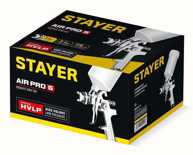 STAYER AirPro G, HVLP 1.4 мм, пневматический краскопульт с верхним бачком, Professional (06476-1.4) фото 6