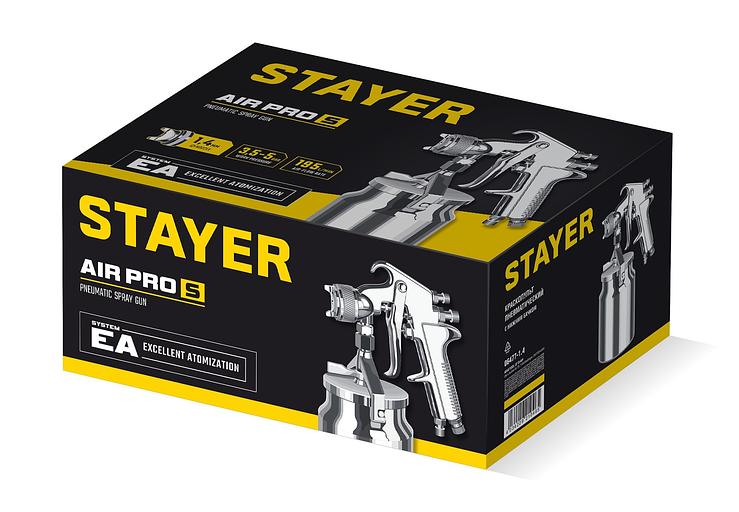 STAYER AirPro S, EA 1.4 мм, пневматический краскопульт с нижним бачком, Professional (06477-1.4) фото 7