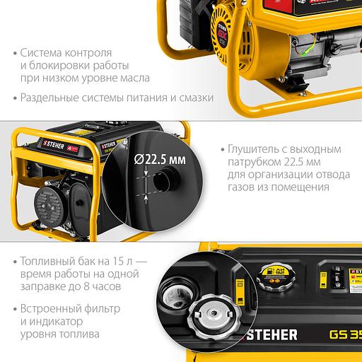 STEHER 2800 Вт, бензиновый генератор (GS-3500) фото 6
