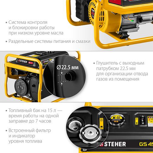 STEHER 3300 Вт, бензиновый генератор (GS-4500) фото 6