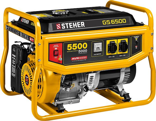STEHER 5500 Вт, бензиновый генератор (GS-6500) фото 1