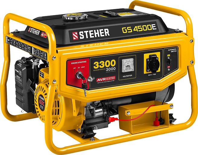 STEHER 3300 Вт, бензиновый генератор с электростартером (GS-4500E) фото 1