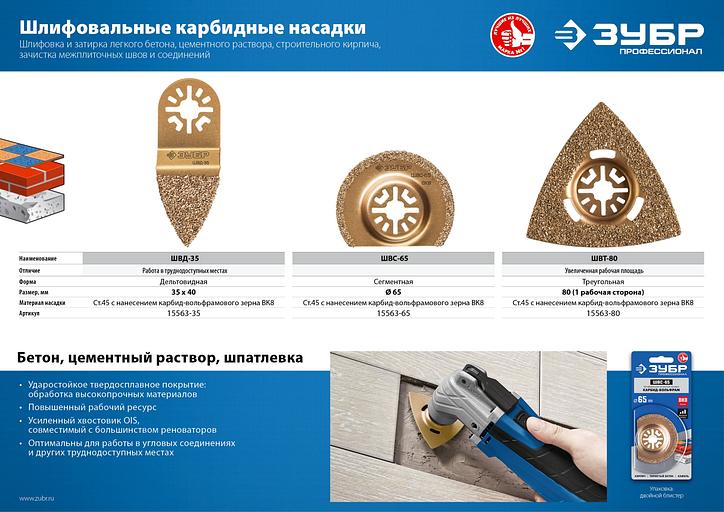 ЗУБР ШВД-35 UniLock, 35 мм, OIS-хвост., двусторонняя, насадка дельтовидная шлифовальная, Профессионал (15563-35) фото 4