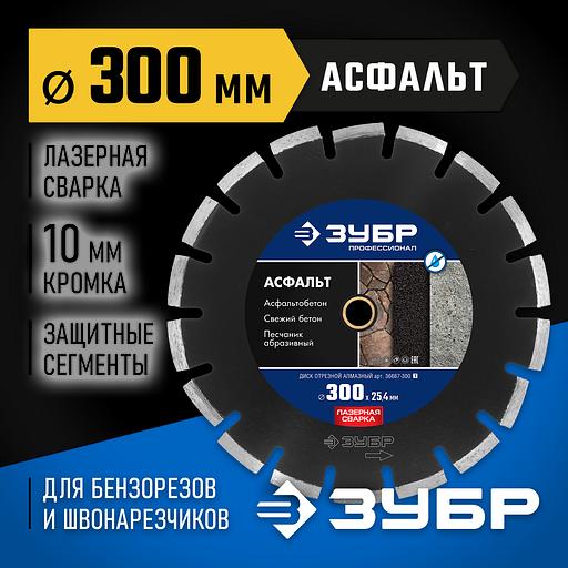 ЗУБР Асфальт, 303 мм, (25.4/20 мм, 10 х 3.2 мм), сегментный алмазный диск, Профессионал (36667-300) фото 2