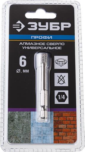 ЗУБР АВК, d 6 мм, (HEX 1/4″, 15 мм кромка), вакуумное алмазное трубчатое сверло, Профессионал (29865-06) фото 4