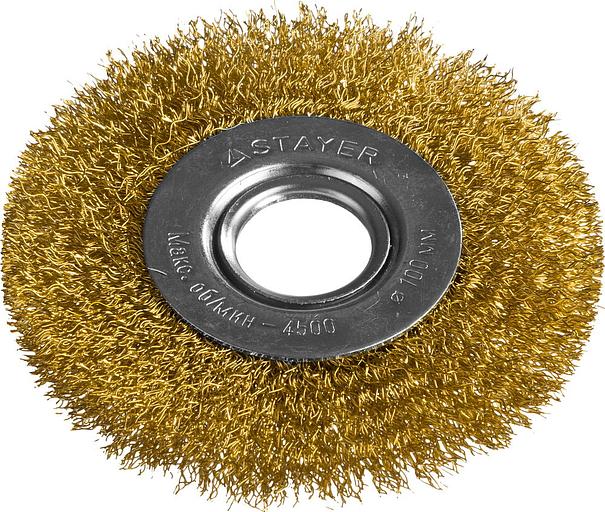 STAYER 100 мм, жгутированная стальная проволока 0.5 мм, щетка дисковая для УШМ, Professional (35122-100) фото 1