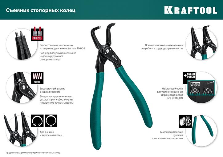 KRAFTOOL 180 мм, прямые губки, внутренний, Ссъемник стопорных колец (22812-1) фото 9