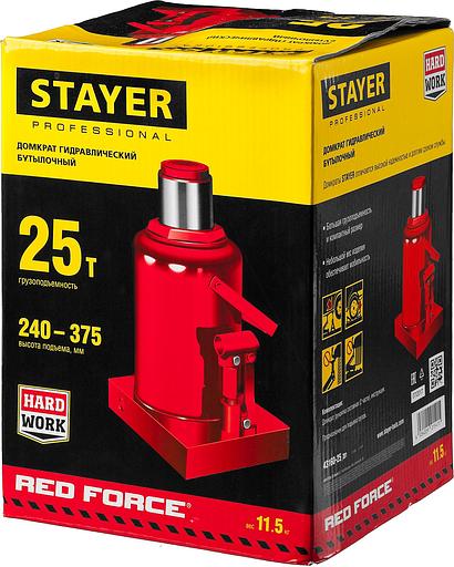 STAYER RED FORCE, 25 т, 240 - 375 мм, бутылочный гидравлический домкрат, Professional (43160-25) фото 8