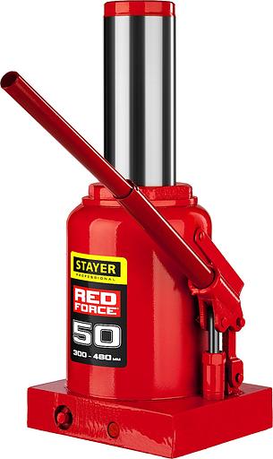 STAYER RED FORCE, 50 т, 300 - 480 мм, бутылочный гидравлический домкрат, Professional (43160-50) фото 2