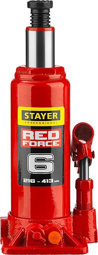 STAYER RED FORCE, 6 т, 216 - 413 мм, бутылочный гидравлический домкрат, Professional (43160-6) фото 3