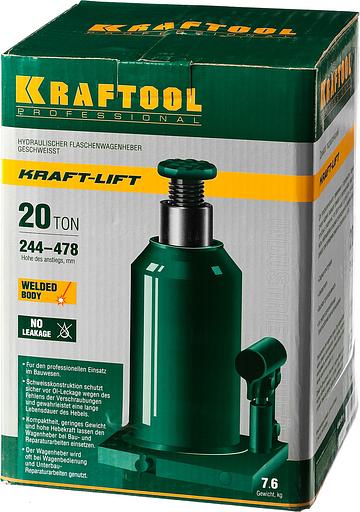 KRAFTOOL KRAFT-LIFT, 20 т, 244 - 478 мм, бутылочный гидравлический домкрат (43462-20) фото 10
