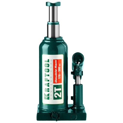 KRAFTOOL DOUBLE RAM, 2 т, 170 - 380 мм, с увеличенным подъемом, двухштоковый бутылочный домкрат (43463-2) фото 7
