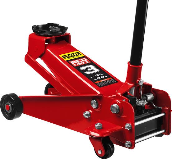 STAYER F-30 RED FORCE, 3 т, 130 - 350 мм, подкатной домкрат с высоким подъемом для СТО, Professional (43150-3) фото 1