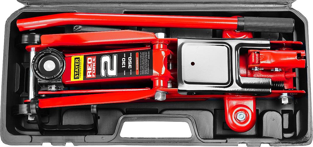 STAYER R-28 RED FORCE, в кейсе, 2 т, 130 - 350 мм, подкатной домкрат для легковых а/м, Professional (43153-2-K) фото 8