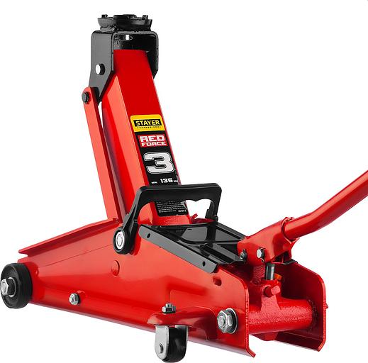 STAYER R-33 RED FORCE, 3 т, 135 - 400 мм, подкатной домкрат с увеличенным подъемом, Professional (43154-3) фото 2