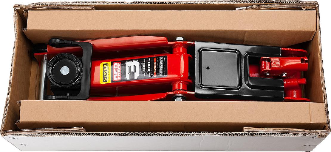 STAYER R-33 RED FORCE, 3 т, 135 - 400 мм, подкатной домкрат с увеличенным подъемом, Professional (43154-3) фото 7