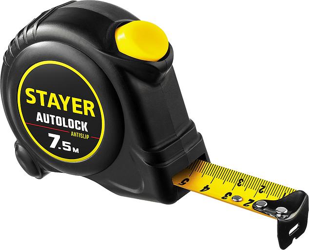 STAYER AutoLock, 7.5 м х 25 мм, рулетка с автостопом (2-34126-07-25) фото 1