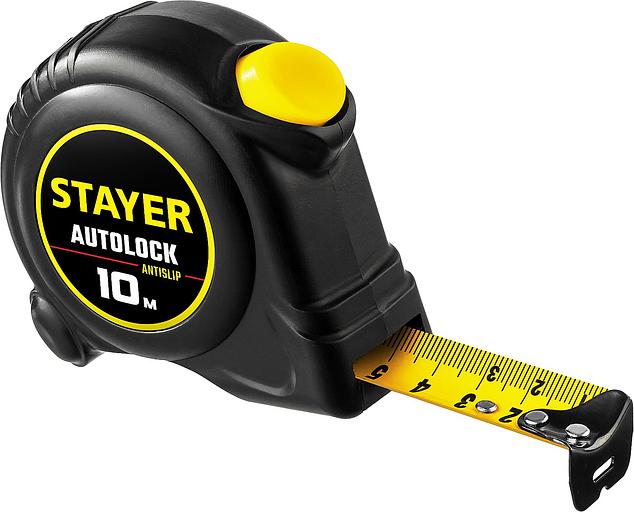 STAYER AutoLock, 10 м х 25 мм, рулетка с автостопом (2-34126-10-25) фото 1