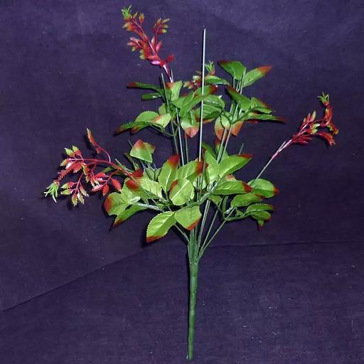 Подбукетник 11 веток для 7 голов и 10 шестилистиков розы 4 велюшки 47см 161-026/096 фото 1