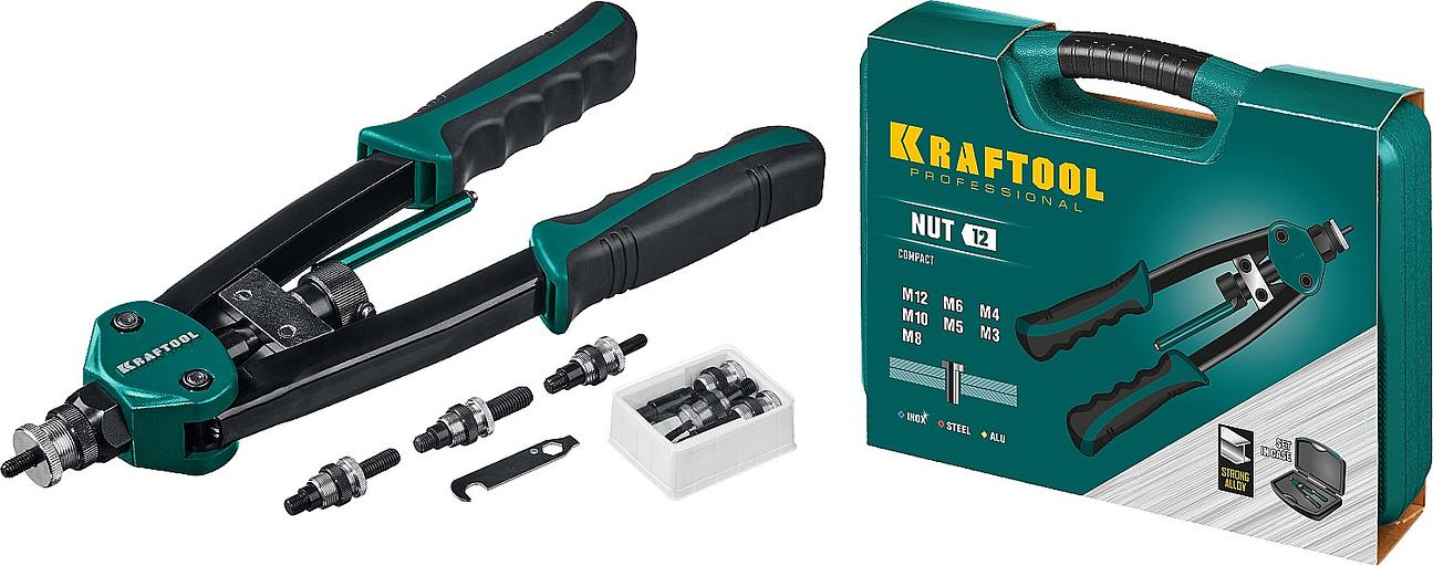 KRAFTOOL NUT-12, М3 - М12, 380 мм, резьбовой двуручный заклепочник в кейсе (31183) фото 1