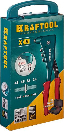 KRAFTOOL X-5F, 2.4 - 4.8 мм, 260 мм, удержание заклепки, литой заклепочник в кейсе (31173-H6) фото 10