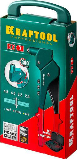 KRAFTOOL RX-7, 360°, 2.4 - 4.8 мм, 280 мм, литой поворотный заклепочник в кейсе (31176-H6) фото 9