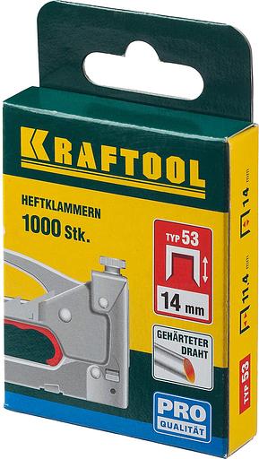 KRAFTOOL скобы тип 53 (A/10/JT21), 14 мм, калибр 23GA. 1000 шт (31670-14) фото 2