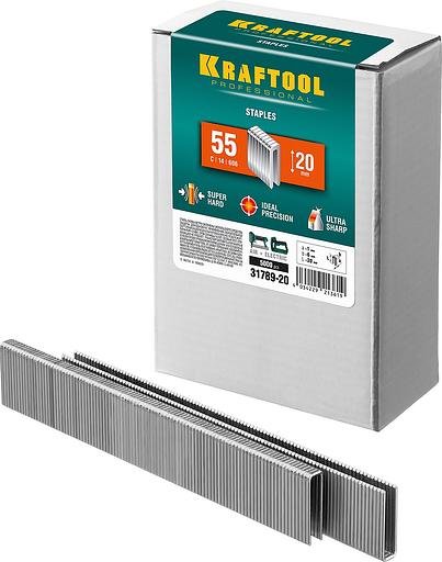 KRAFTOOL скобы тип 55 (90/C), 20 мм, калибр 18GA. 5000 шт (31789-20) фото 1