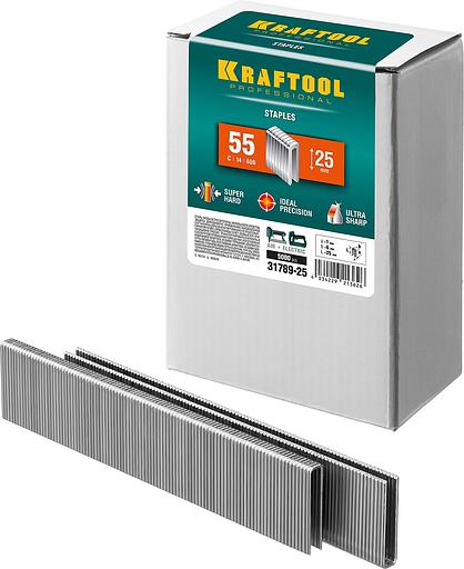 KRAFTOOL скобы тип 55 (90/C), 25 мм, калибр 18GA. 5000 шт (31789-25) фото 1