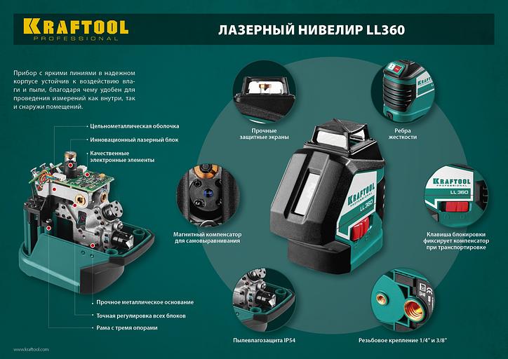 KRAFTOOL LL360, лазерный нивелир (34645) фото 8
