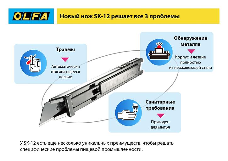 OLFA SK-12, 10 шт, 17.5 мм, из нержавеющей стали, трапециевидное лезвие (OL-SKB-2S/10B) фото 10